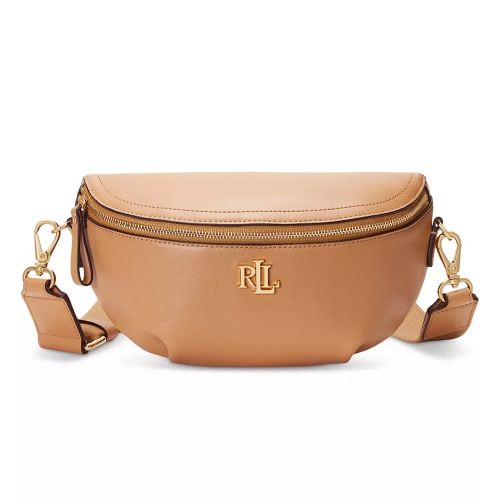 NWOT Lauren Ralph Lauren Leather Marcy Belt Bag in Caramel